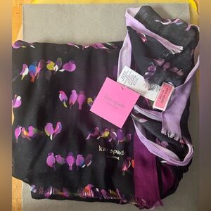 Kate Spade New York chic and lovely playful Love Birds pattern Long Scarf - NWT